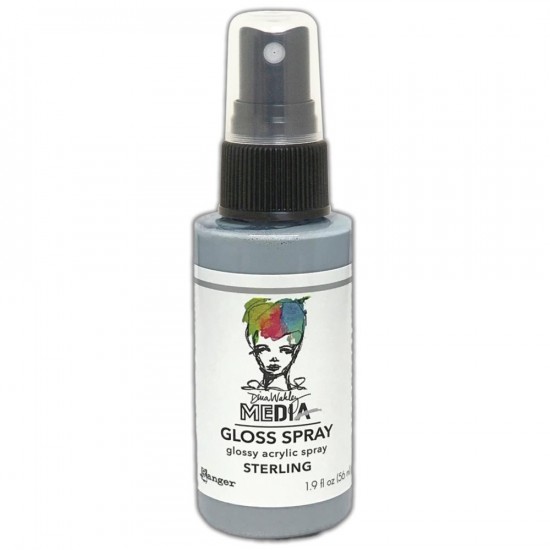 Dina Wakley -  «Acrylic Metallic Gloss Sprays» couleur «Sterling» 2 oz